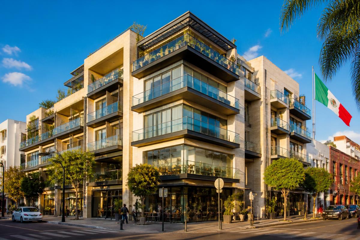 Edificio de uso mixto en México con vivienda sobre locales comerciales